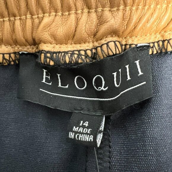 Eloquii Womens Camel High Rise Pull On Wide Leg Cropped Pants Size 14 Shiny - Picture 7 of 9